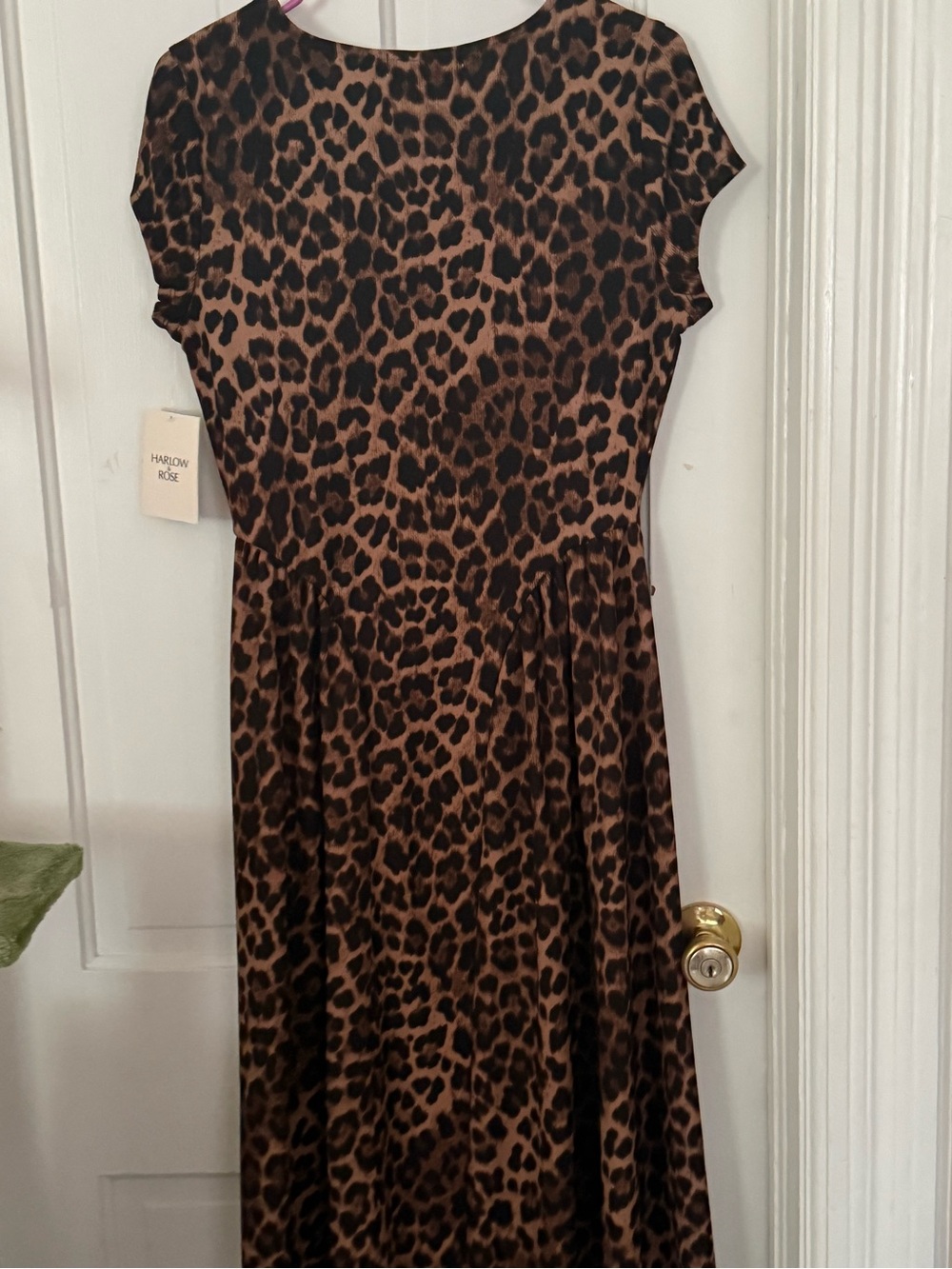 New Brown and Black Leopard Print Cap Sleeve Dress - Picture 3 of 3